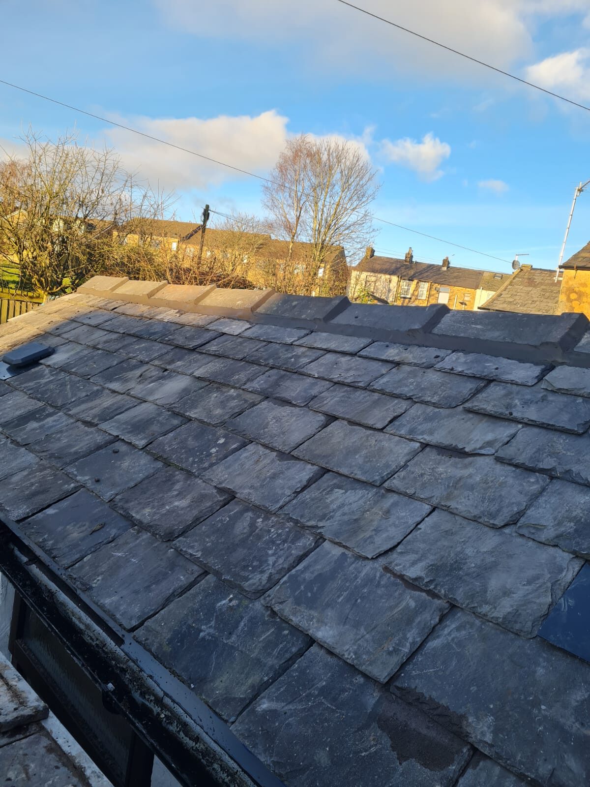 Reclaimed slate roof with ridge tiles Accrington